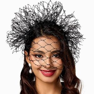 Fabulous Black Couture Fascinator Mesh Veil Church Tea Funeral Brunch Bu…